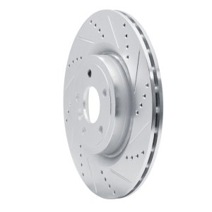 Jaguar XF Brake Rotor (1) - Rear Right - R1 Concepts - Drilled & Slotted - Silver - `16-`24